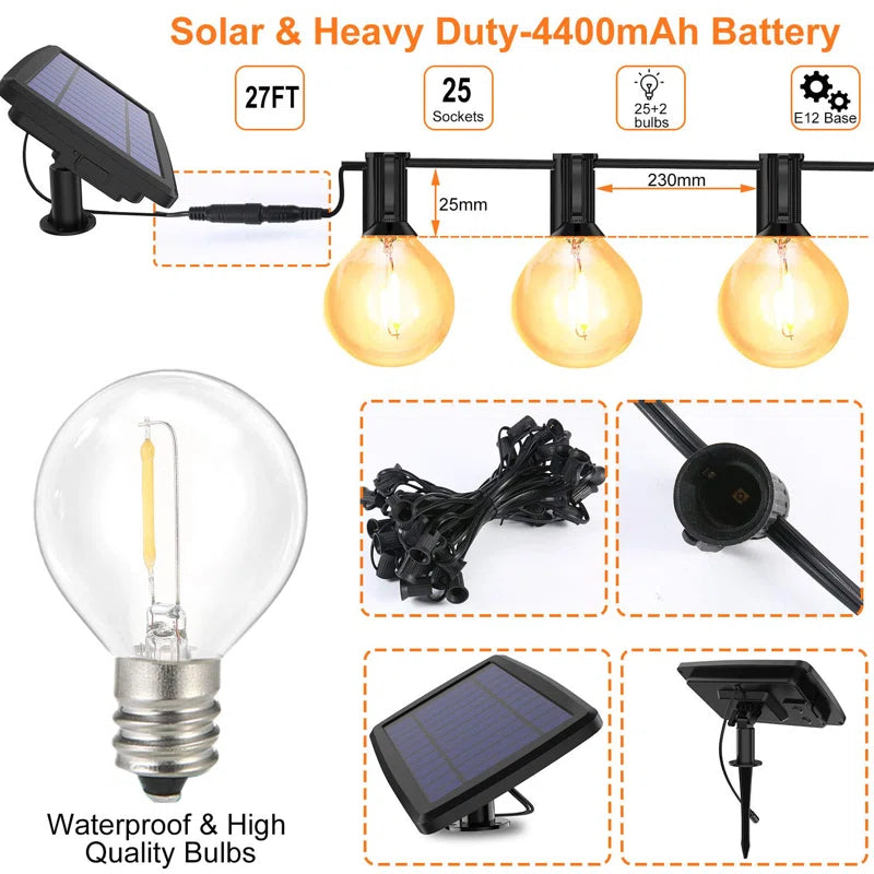 ๐ 25ft Solar-Powered Outdoor String Lights with Remote โ Warm LED Ambiance for Patio, Garden, Backyard & Events | Eco-Friendly & Weatherproof