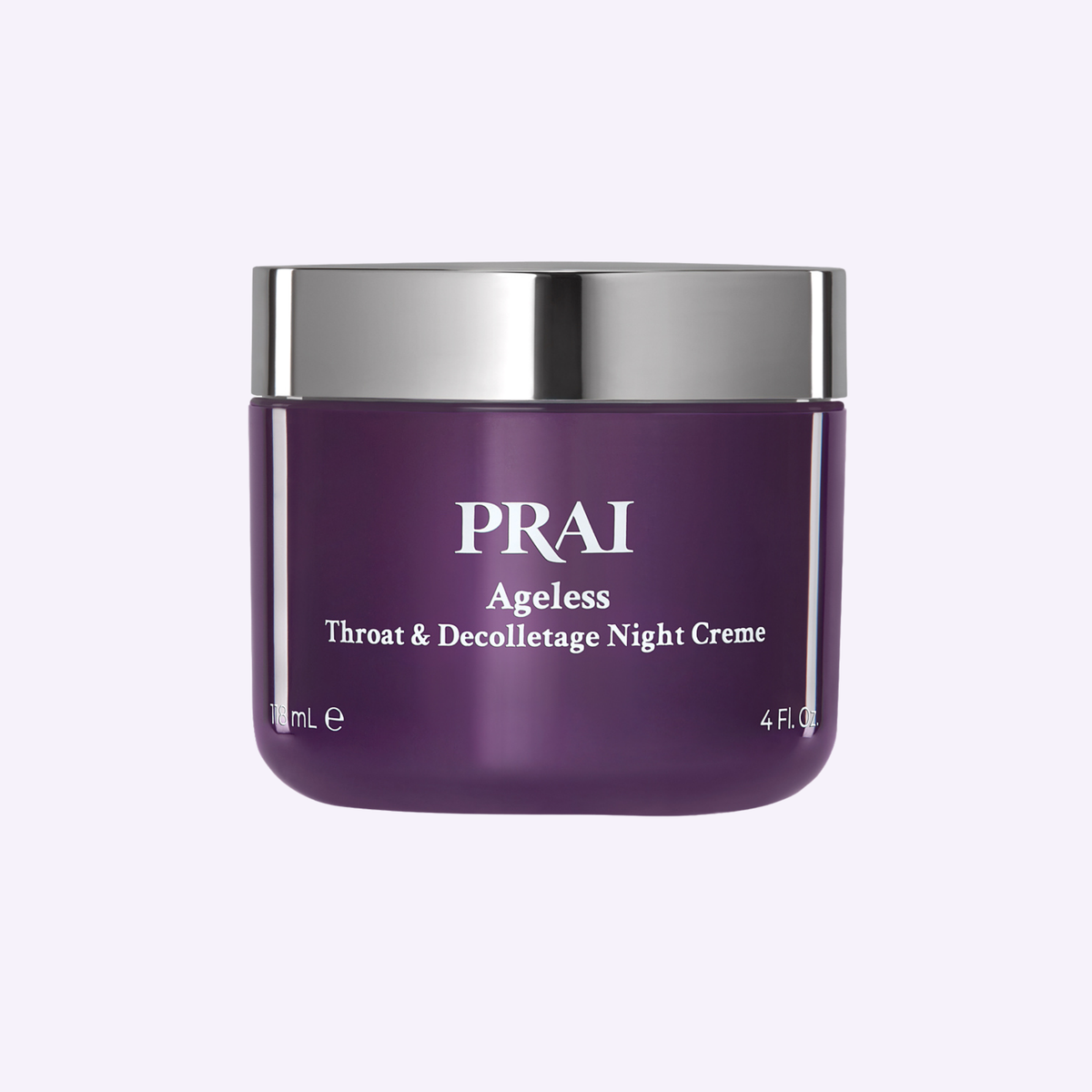 PRAI Beauty Ageless Throat & Decolletage Night Creme with Retinol, 4 oz jar, front of pack