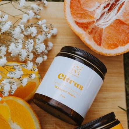 Naturallow Whipped Tallow Moisturizer, Citrus jar with grapefruit and orange slices
