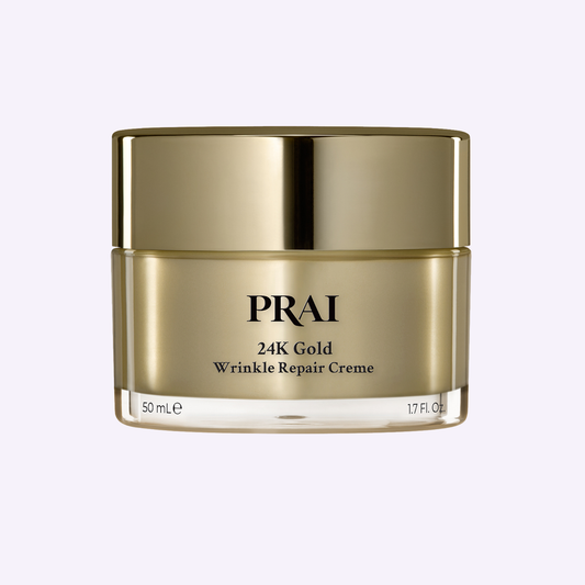 PRAI Beauty 24K Gold Wrinkle Repair Creme, jar, front of pack