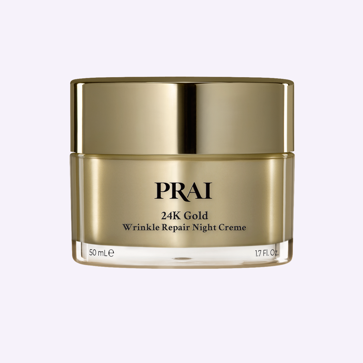 PRAI Beauty 24K Gold Wrinkle Repair Night Creme, night creme jar, front of pack