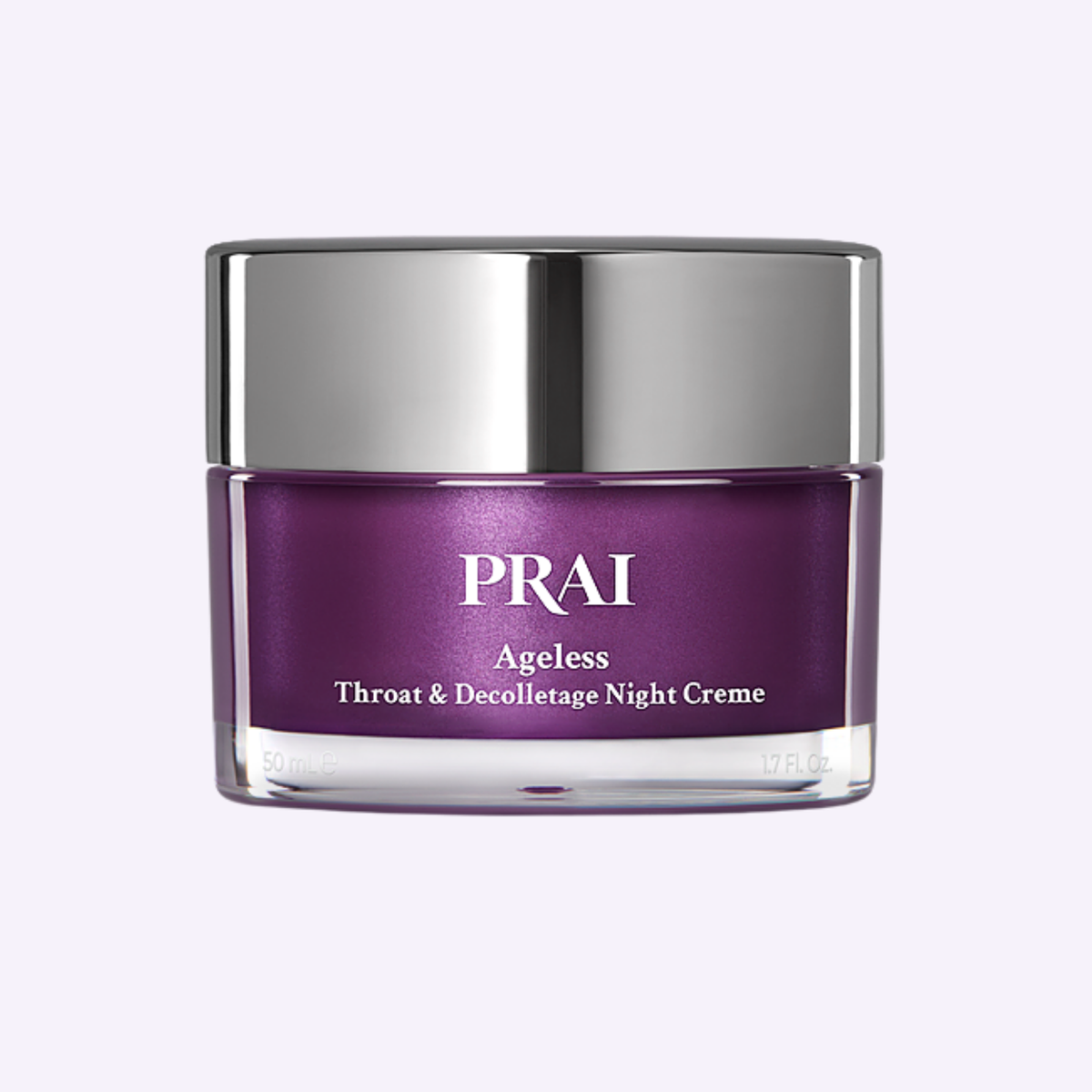 PRAI Beauty Ageless Throat & Decolletage Night Creme with Retinol, 1.7 oz jar, front of pack