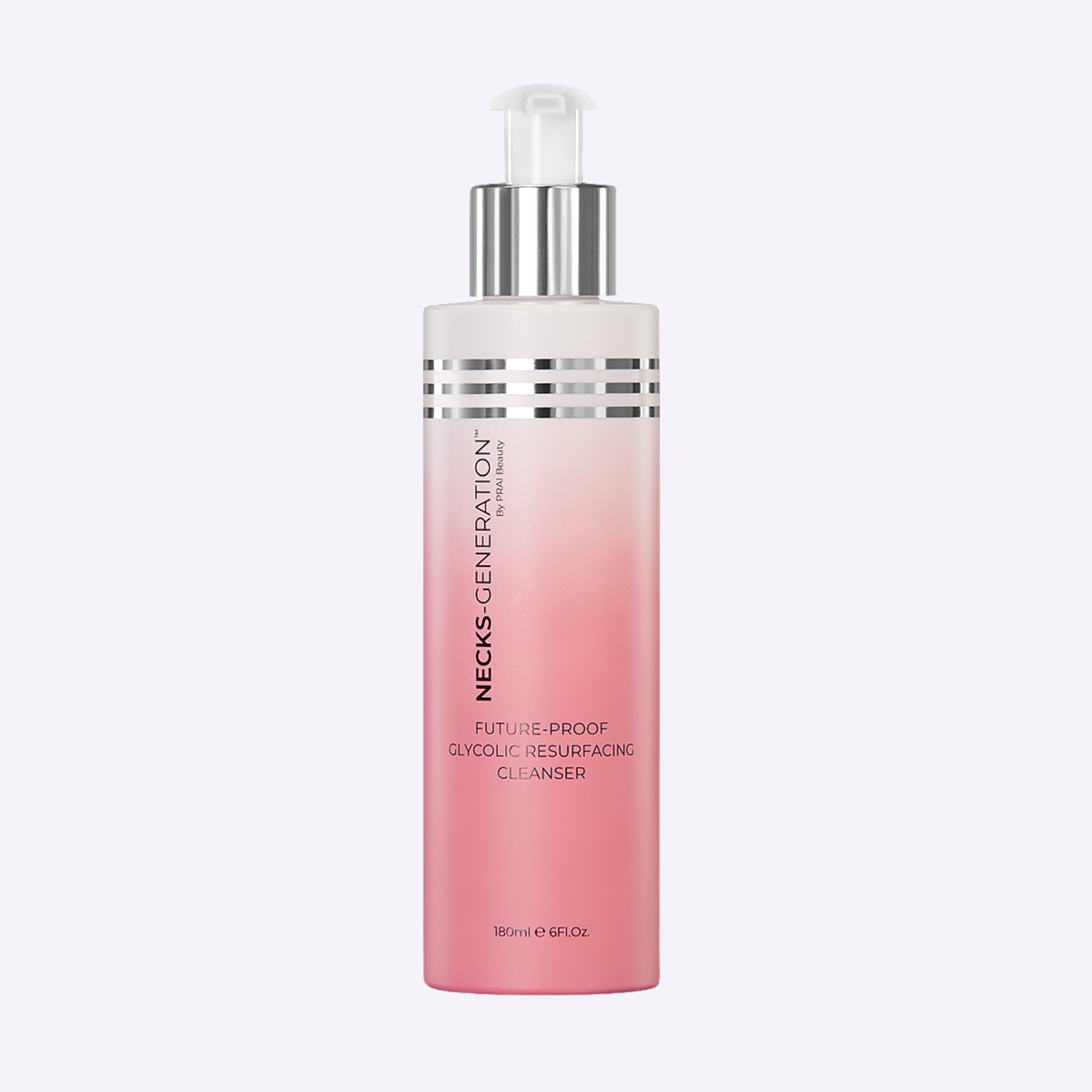 PRAI Beauty Necks-Generation Future-Proof Glycolic Resurfacing Cleanser, pump bottle, front of pack