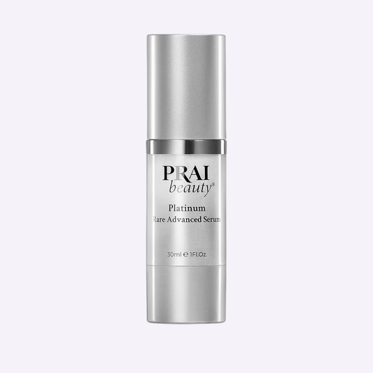 PRAI Beauty Platinum Rare Advanced Serum, pump bottle, front of pack