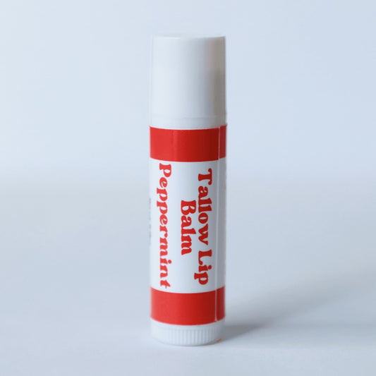 Naturallow Tallow Lip Balm, Peppermint tube on white