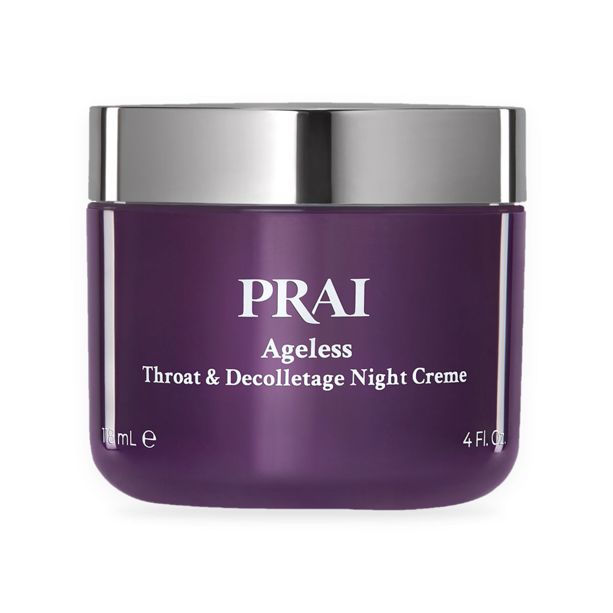 PRAI Beauty Neck & Décolletage Routine, Ageless Throat & Decolletage Night Creme with Retinol jar, front of pack